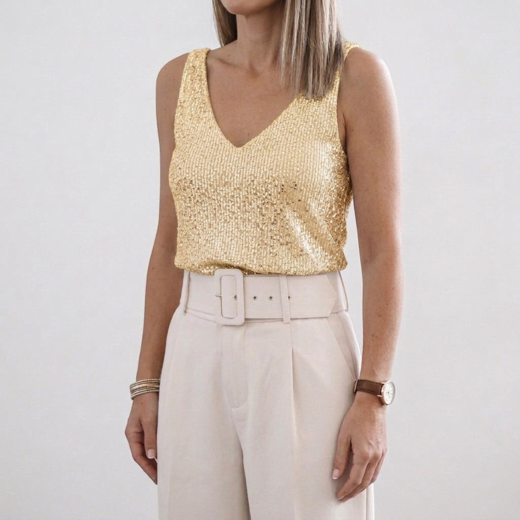 Women's Sequin V-Neck Tank Top