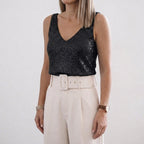 Women's Sequin V-Neck Tank Top