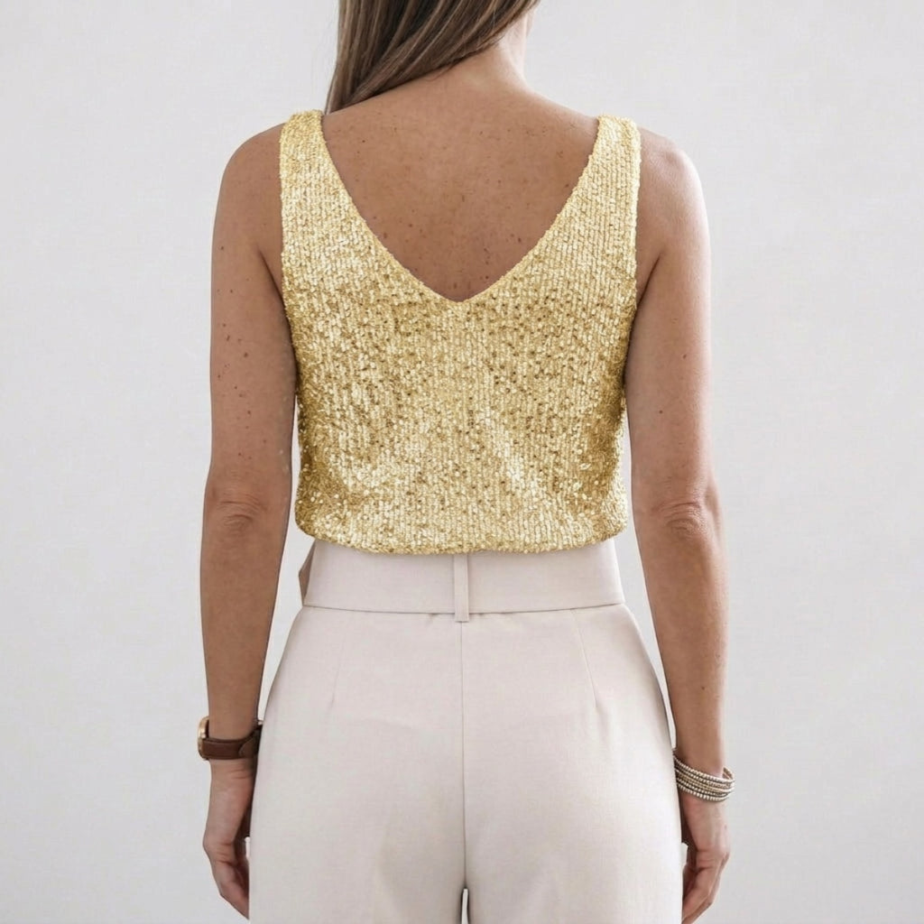 Women's Sequin V-Neck Tank Top