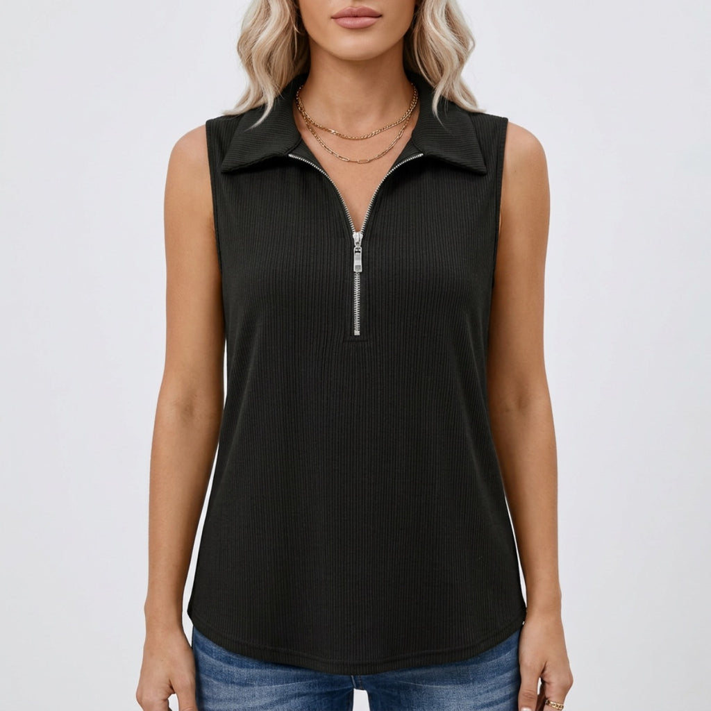 Women's Sleeveless Half-Zip Polo Top