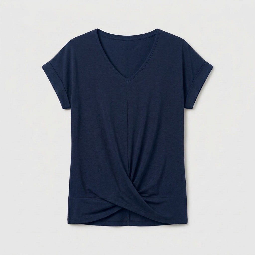 Women's V-Neck Twist Hem Top