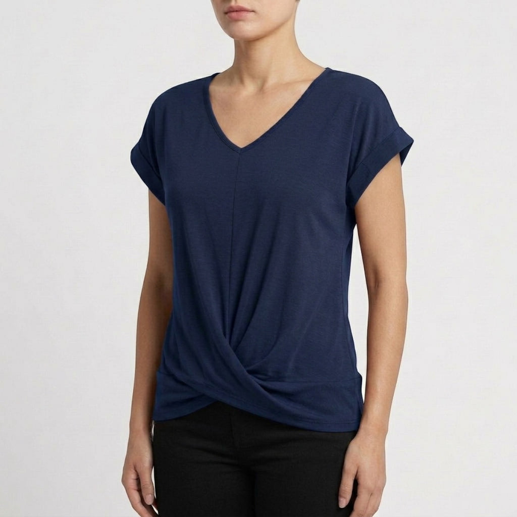 Women's V-Neck Twist Hem Top