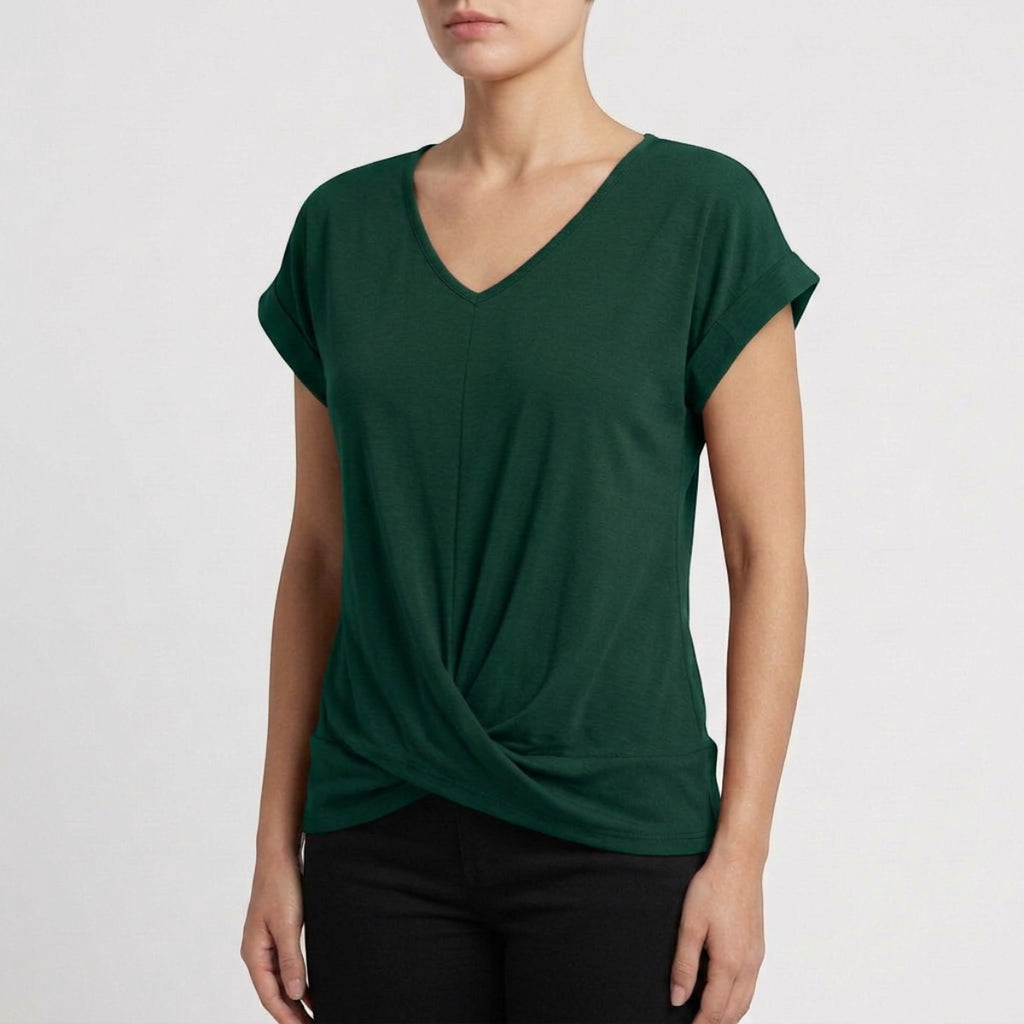 Women's V-Neck Twist Hem Top