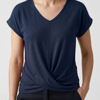 Women's V-Neck Twist Hem Top