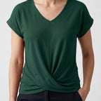 Women's V-Neck Twist Hem Top