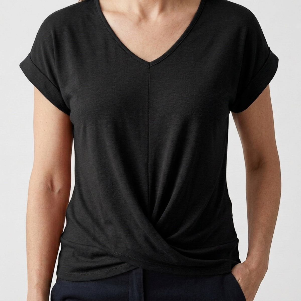 Women's V-Neck Twist Hem Top