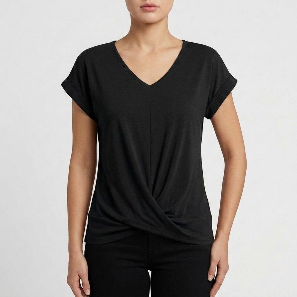 Women's V-Neck Twist Hem Top