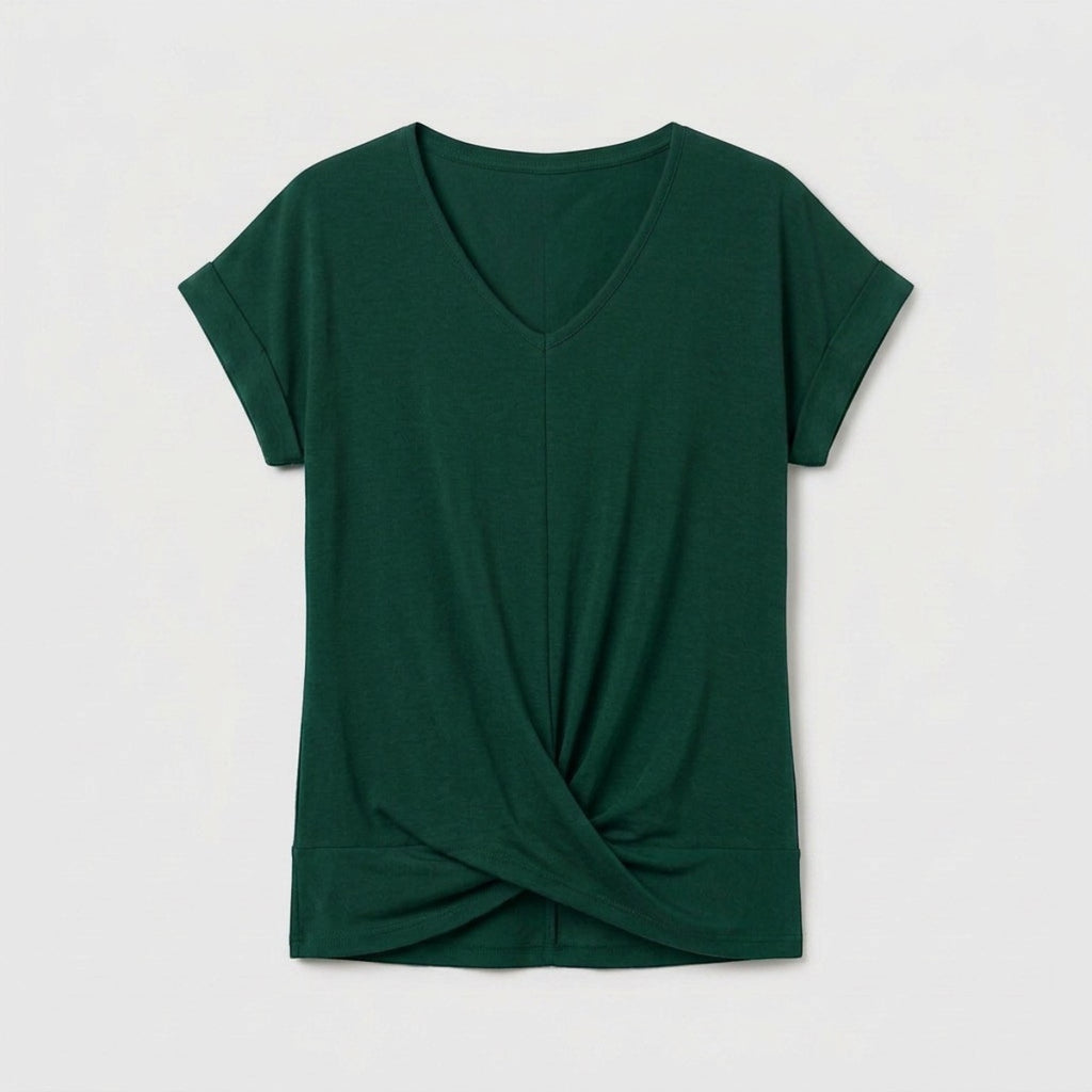 Women's V-Neck Twist Hem Top