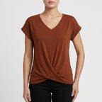Women's V-Neck Twist Hem Top