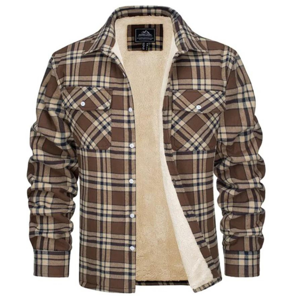 men's oversized hooded check jacket in khaki for men