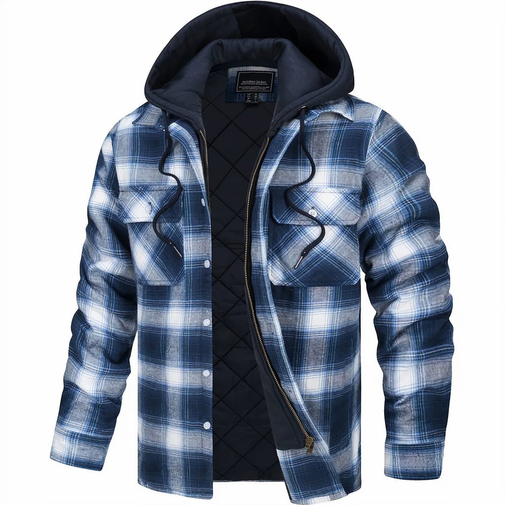 men's checked lumberjack jacket in dark blue