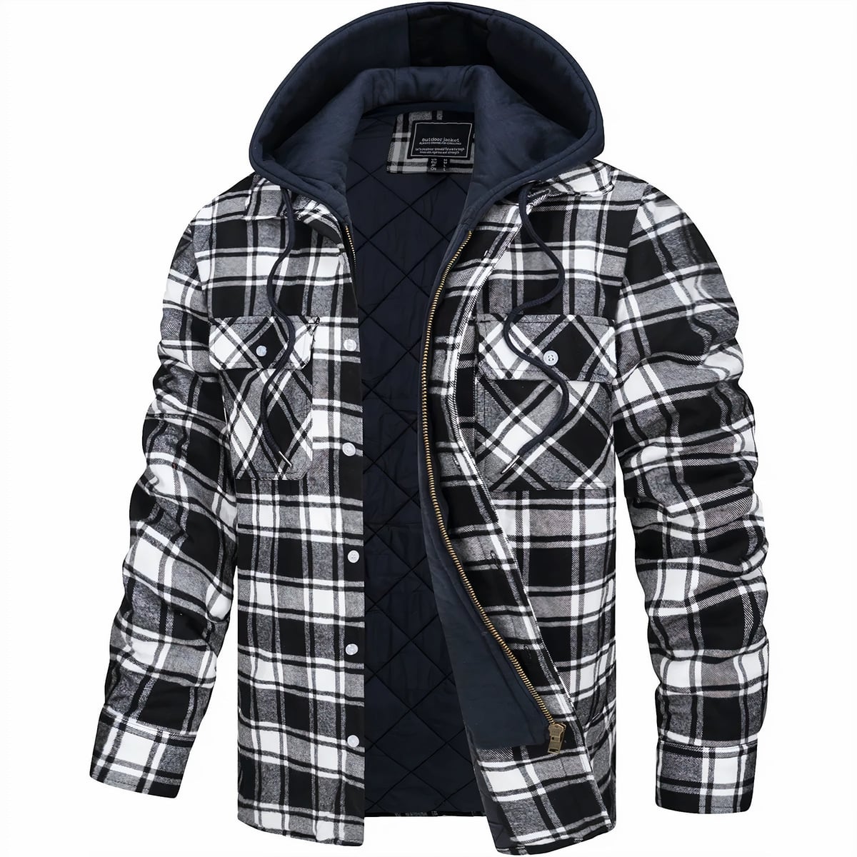 men's checked lumberjack jacket in black