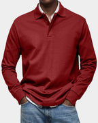 men's classic long sleeve polo shirt in red