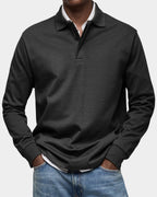 men's classic long sleeve polo shirt in black