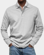 men's classic long sleeve polo shirt in white