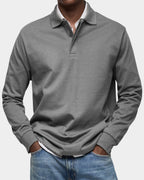 men's classic long sleeve polo shirt in gray