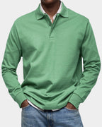 men's classic long sleeve polo shirt in green