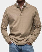 men's classic long sleeve polo shirt in khaki