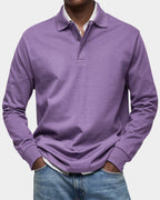 men's classic long sleeve polo shirt in purple