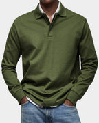 men's classic long sleeve polo shirt in army green