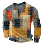 men's colorblock long sleeve henley sweater in orange