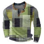 men's colorblock long sleeve henley sweater in green