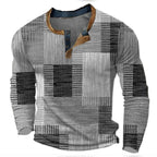 men's colorblock long sleeve henley sweater in gray