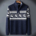 men's fair isle half-zip sweater in blue