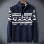 men's fair isle half-zip sweater in blue