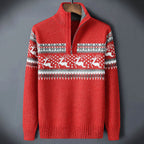men's fair isle half-zip sweater in red