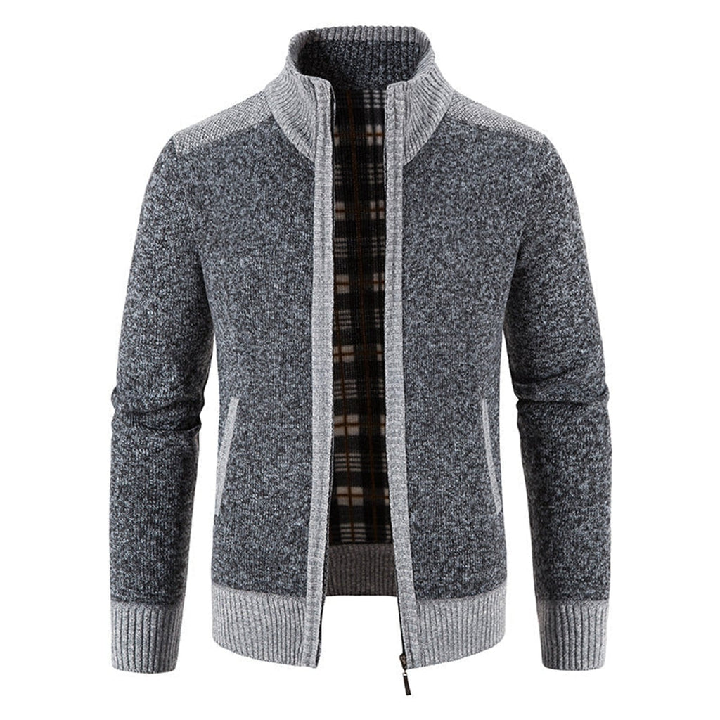 men's full-zip stand collar jacket in dark gray