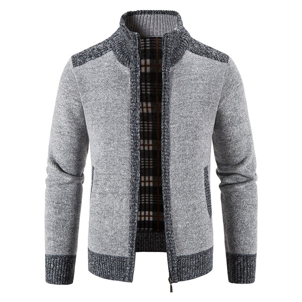 men's full-zip stand collar jacket in light gray