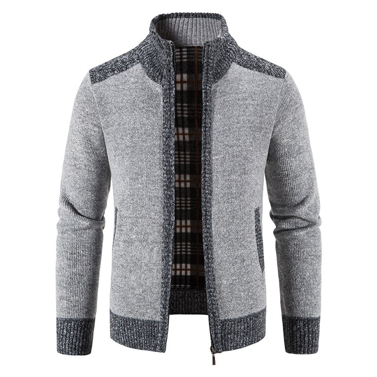 men's full-zip stand collar jacket in light gray