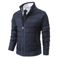men's high neck zip-up jacket in navy blue