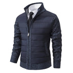 men's high neck zip-up jacket in navy blue