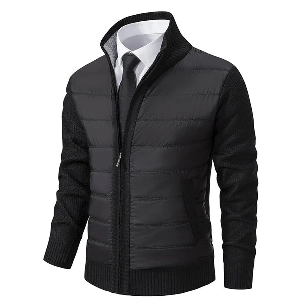 men's high neck zip-up jacket in black