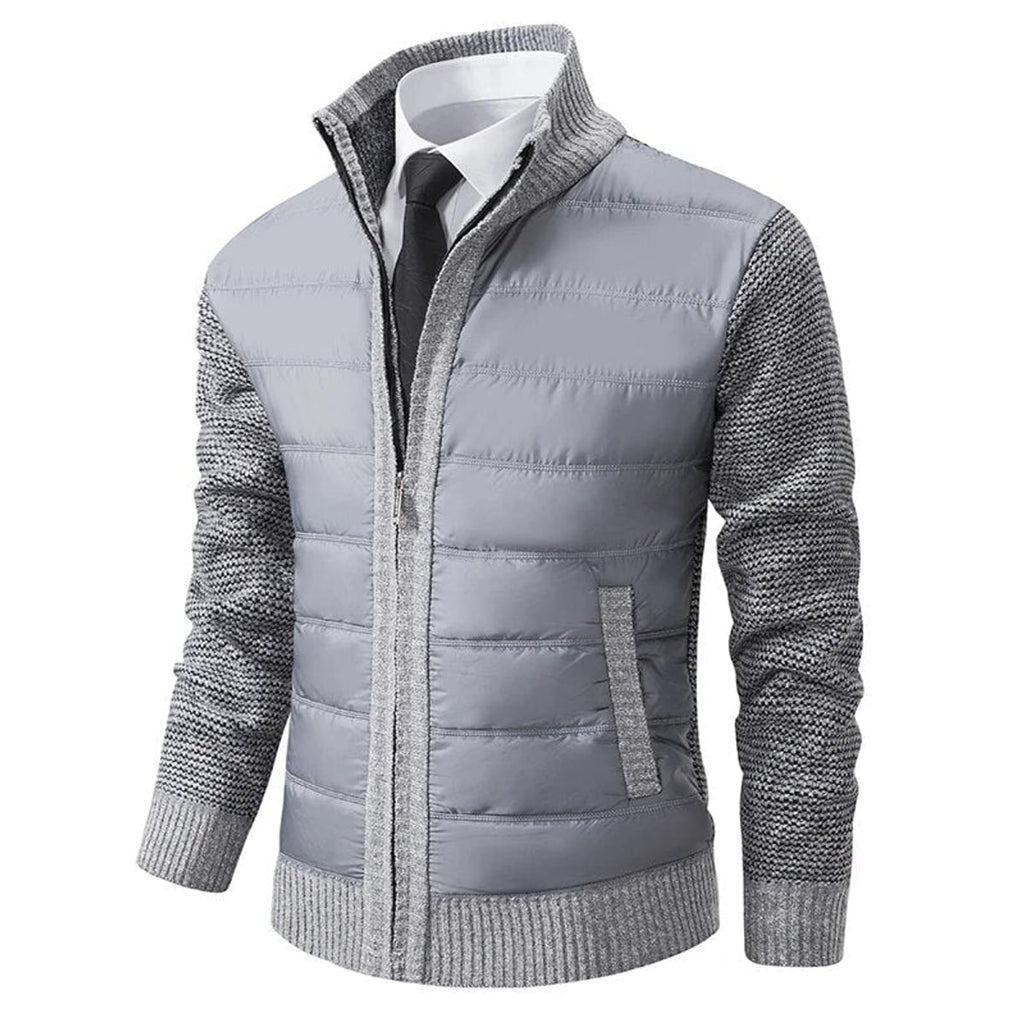 men's high neck zip-up jacket in light gray