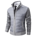 men's high neck zip-up jacket in light gray