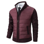 men's high neck zip-up jacket in burgundy