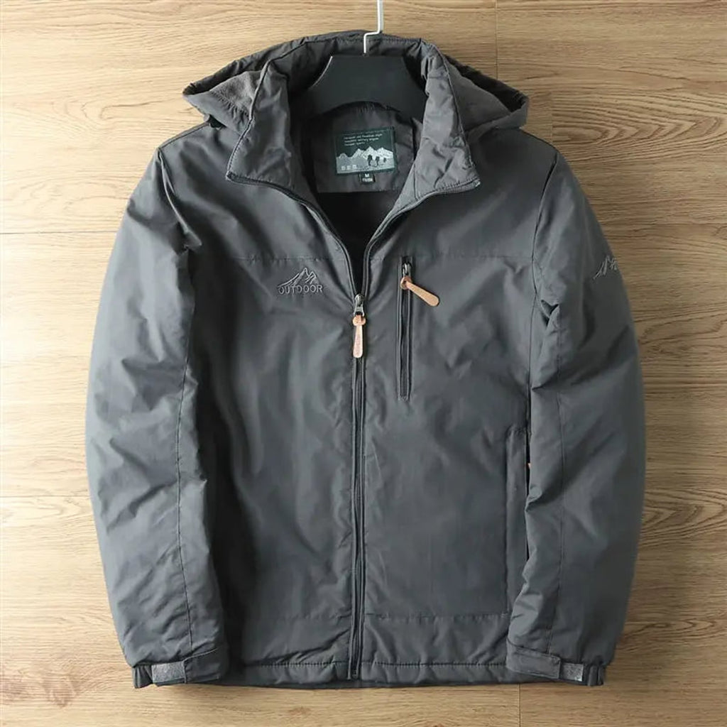men's hooded thermal winter coat in gray