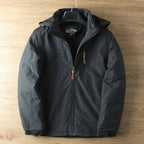 men's hooded thermal winter coat in black