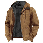 men's hooded zip-up outdoor jacket in brown