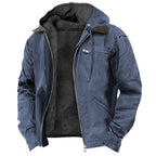 men's hooded zip-up outdoor jacket in blue