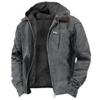 men's hooded zip-up outdoor jacket in gray