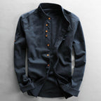 men's japanese style camp collar shirt in navy