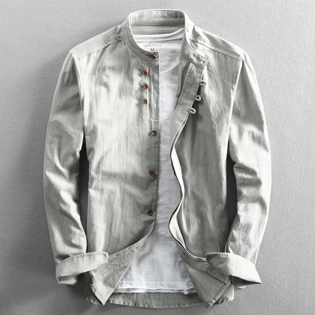men's japanese style camp collar shirt in gray