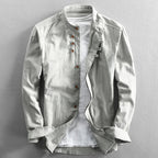 men's japanese style camp collar shirt in gray