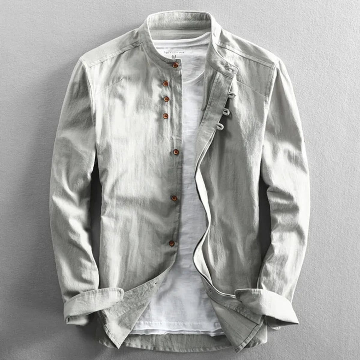 men's japanese style camp collar shirt in gray