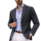 men's knit blazer with notch lapel in gray