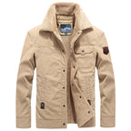 men's long sleeve button-up jacket in khaki